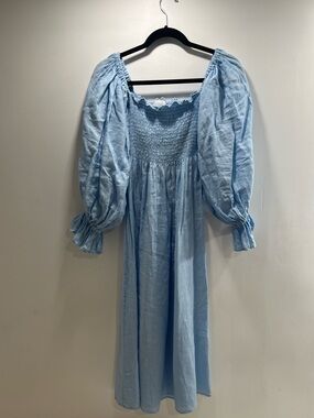 Sleeper Atlanta Linen Dress in Light Blue